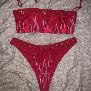 Flame bikini with removable straps